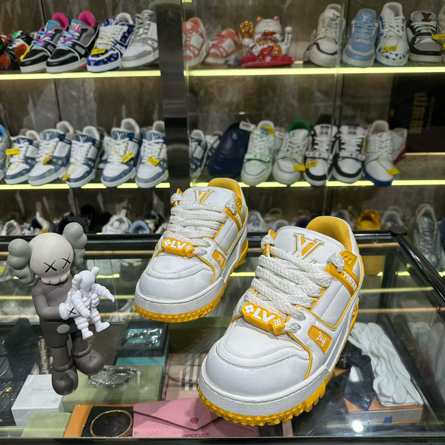 99新 LouisVuitton/路易威登 41码 时尚trainer胖丁maxi白黄板鞋