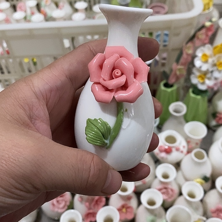 瓷片纯手工陶瓷花摆件瑕