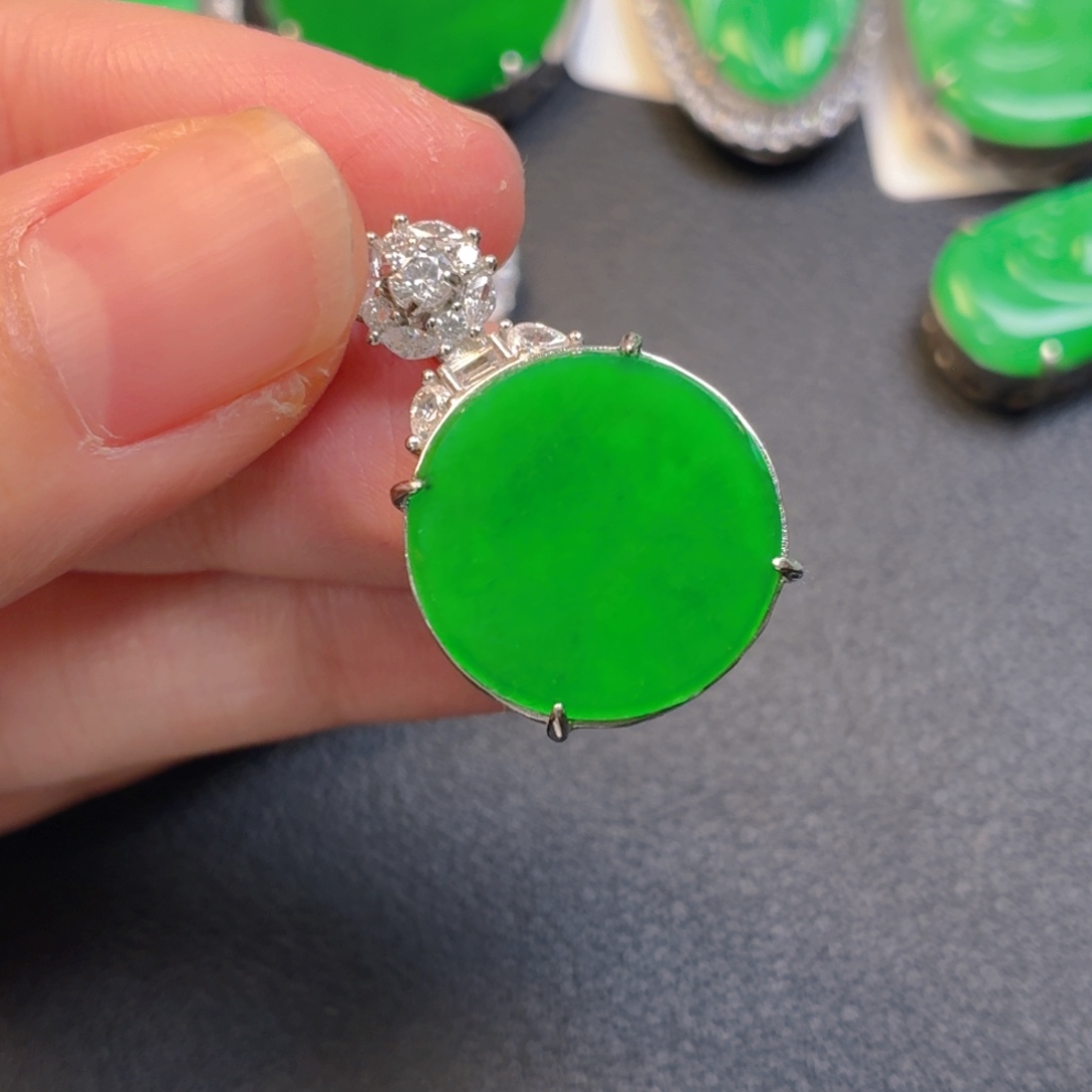 翡翠银S925镶嵌吊坠(不含链)