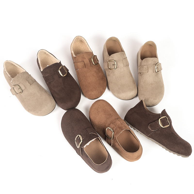 勃肯鞋女2025新款冬季加绒保暖棉鞋复古ins百搭毛毛勃肯鞋5360