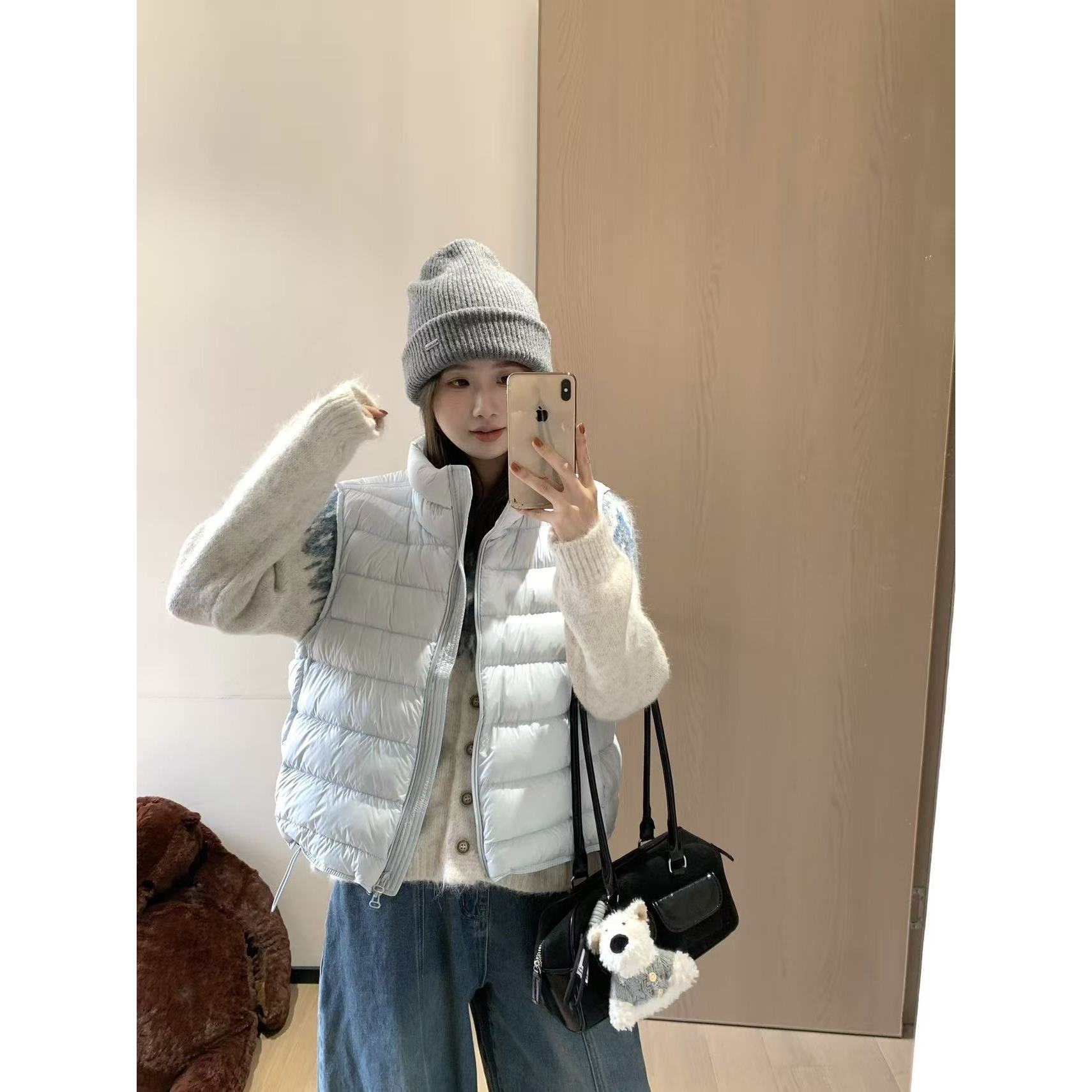 韩11少女感百搭排骨棉服马甲女基础款宽松保暖无袖马夹背心外套冬