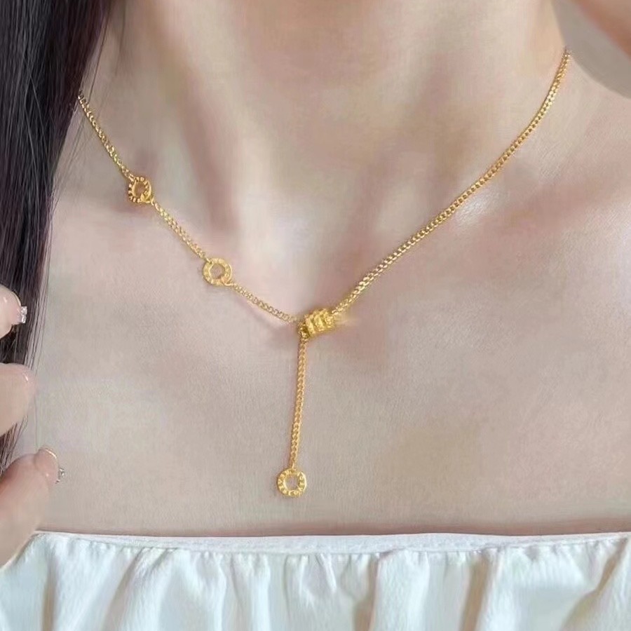 铜合金吊坠 金色小蛮腰项链 女轻奢百搭个性转运珠吊坠