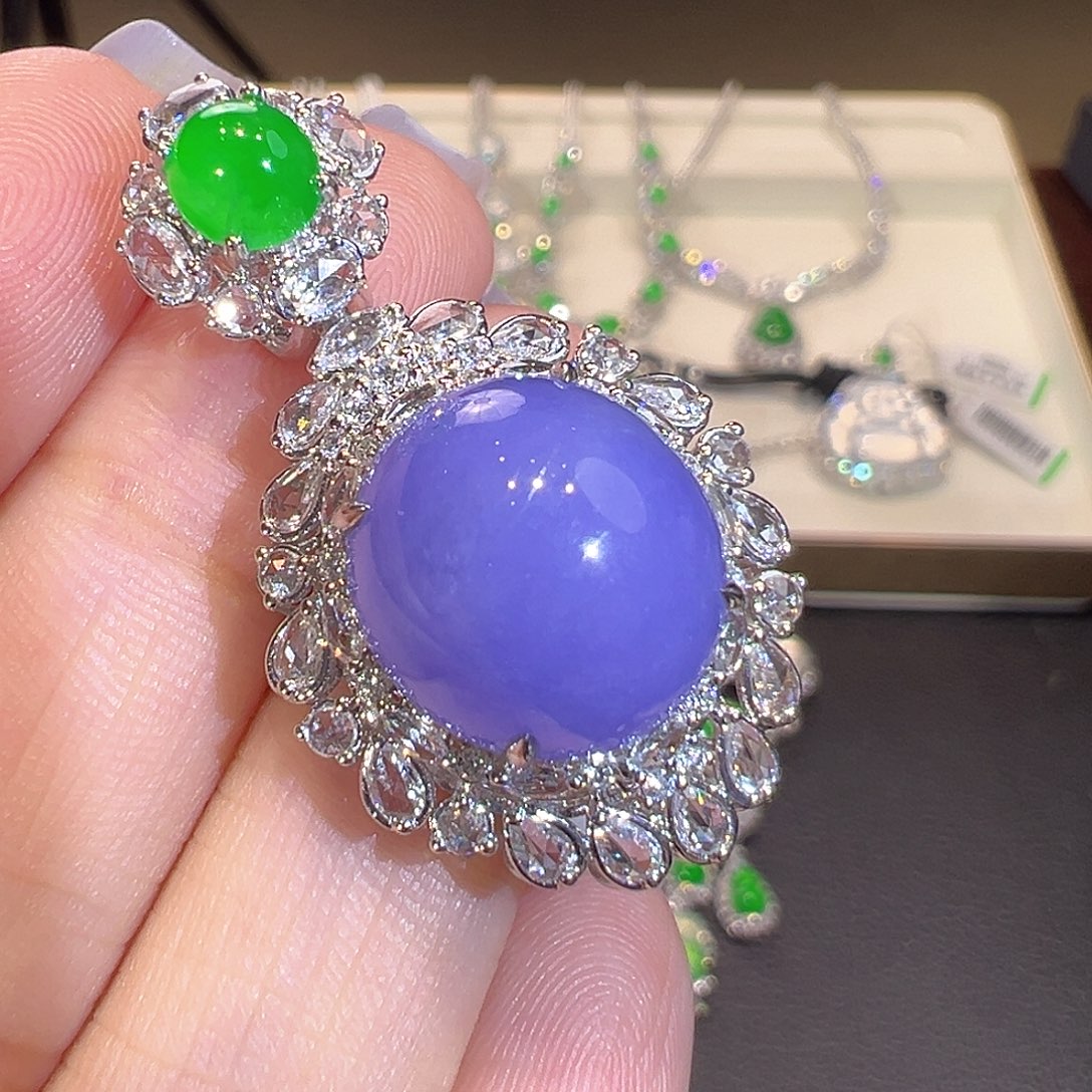 翡翠18K金镶嵌吊坠(不含链)翡翠