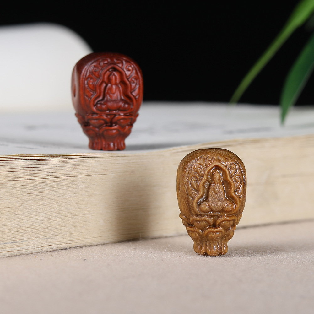 绿檀木无相佛三通紫檀手作diy配件文玩配珠佛珠饰品手链散珠配饰