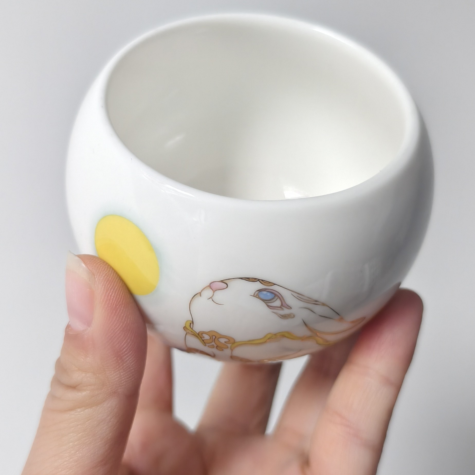 【白色玉兔望月】喝茶喝水品茗杯陶瓷杯主人杯生肖兔白瓷