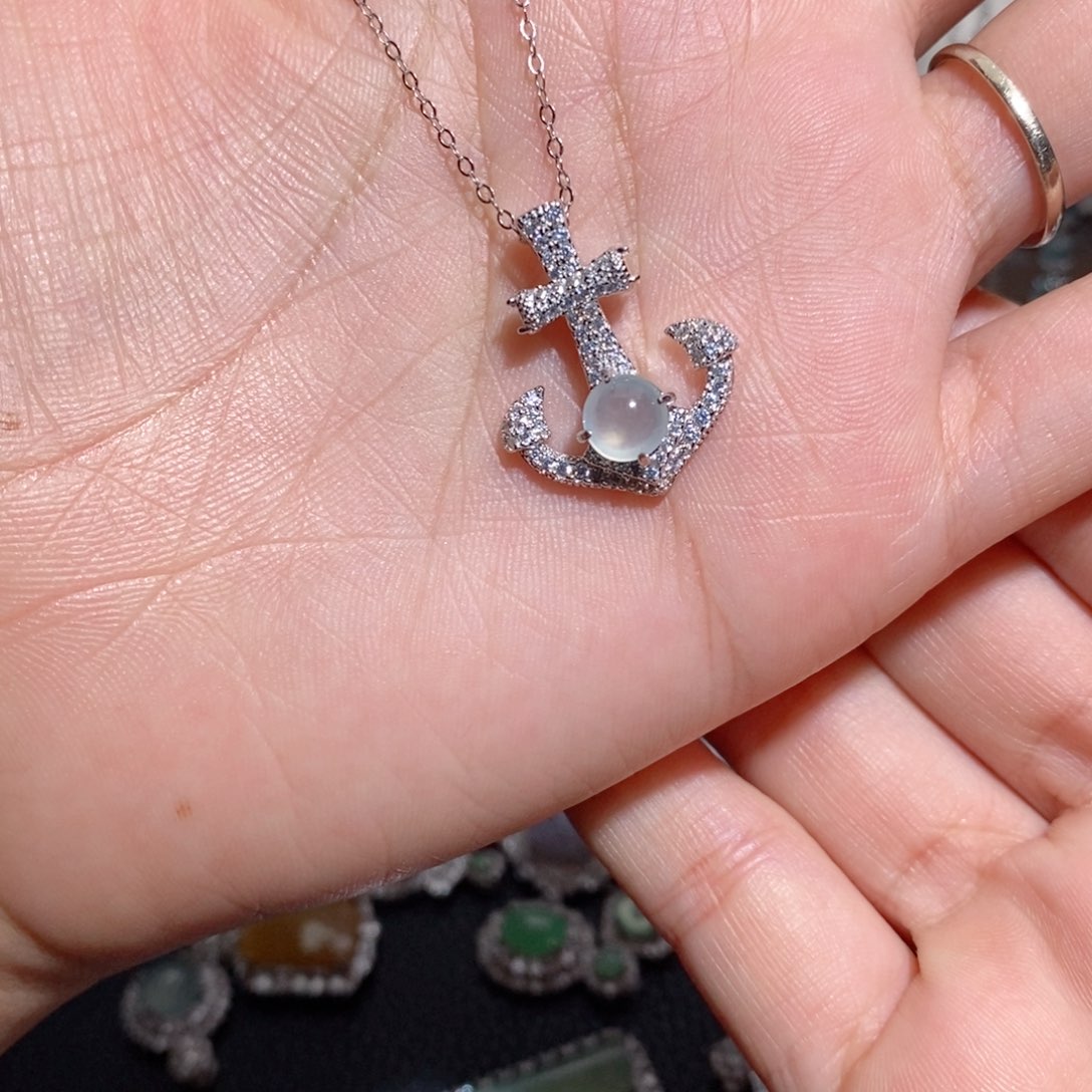 翡翠银S925镶嵌吊坠(赠链)c c c