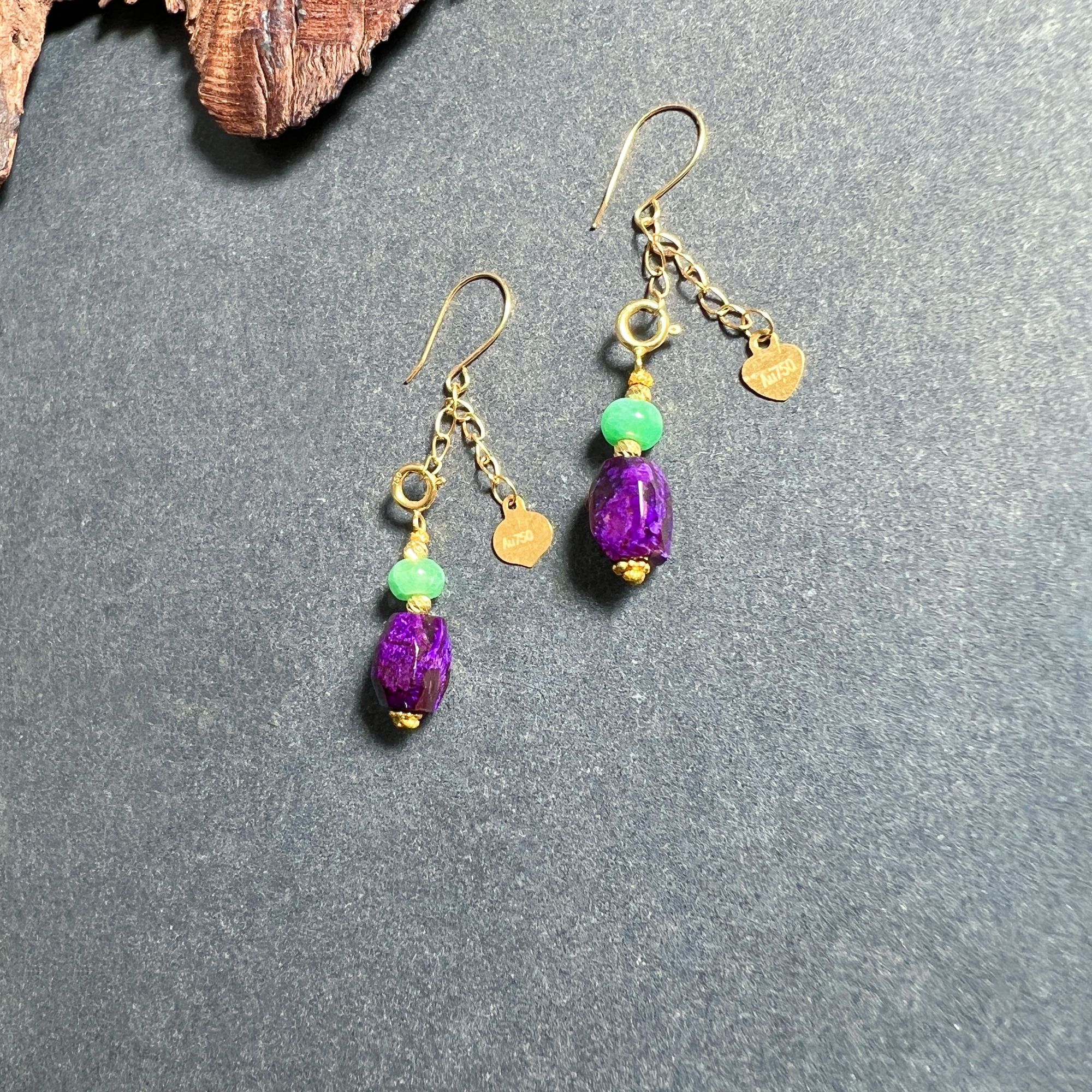 【圣芭黎】天然舒俱来耳环切面帝王紫丝绒18K7-5/D1579多样性发一