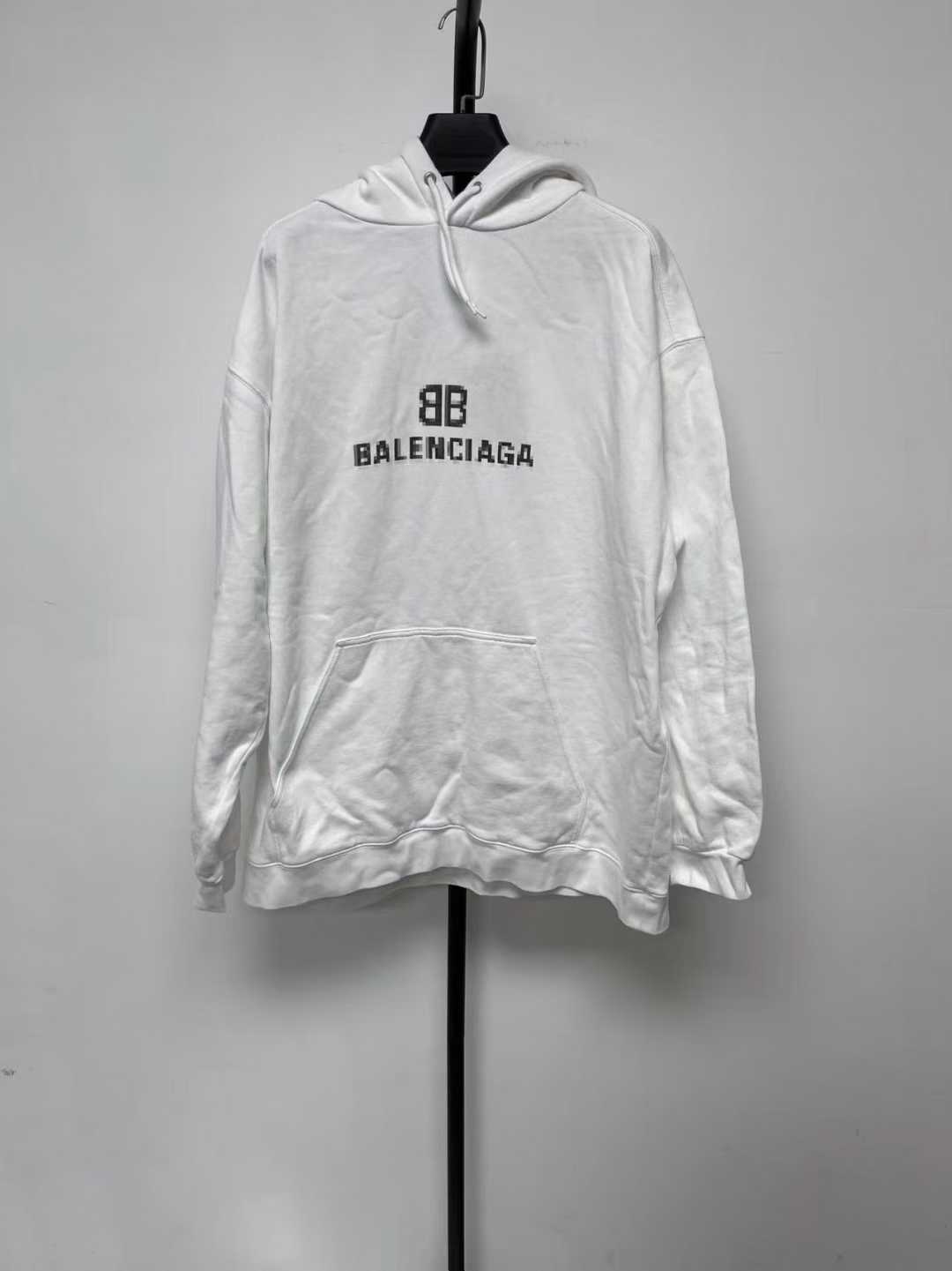 未使用 Balenciaga/巴黎世家 字母印花抓绒抽绳连帽长袖卫衣03354