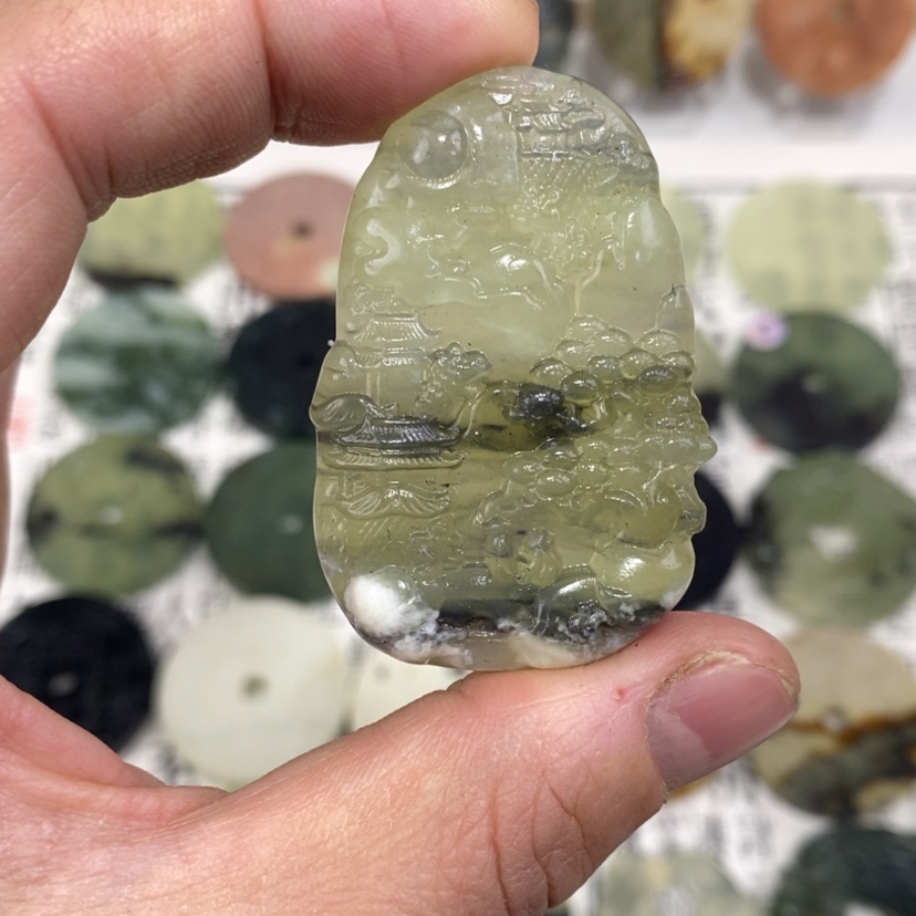 【闪购商品】岫玉颈饰未镶嵌岫玉山水牌吊坠