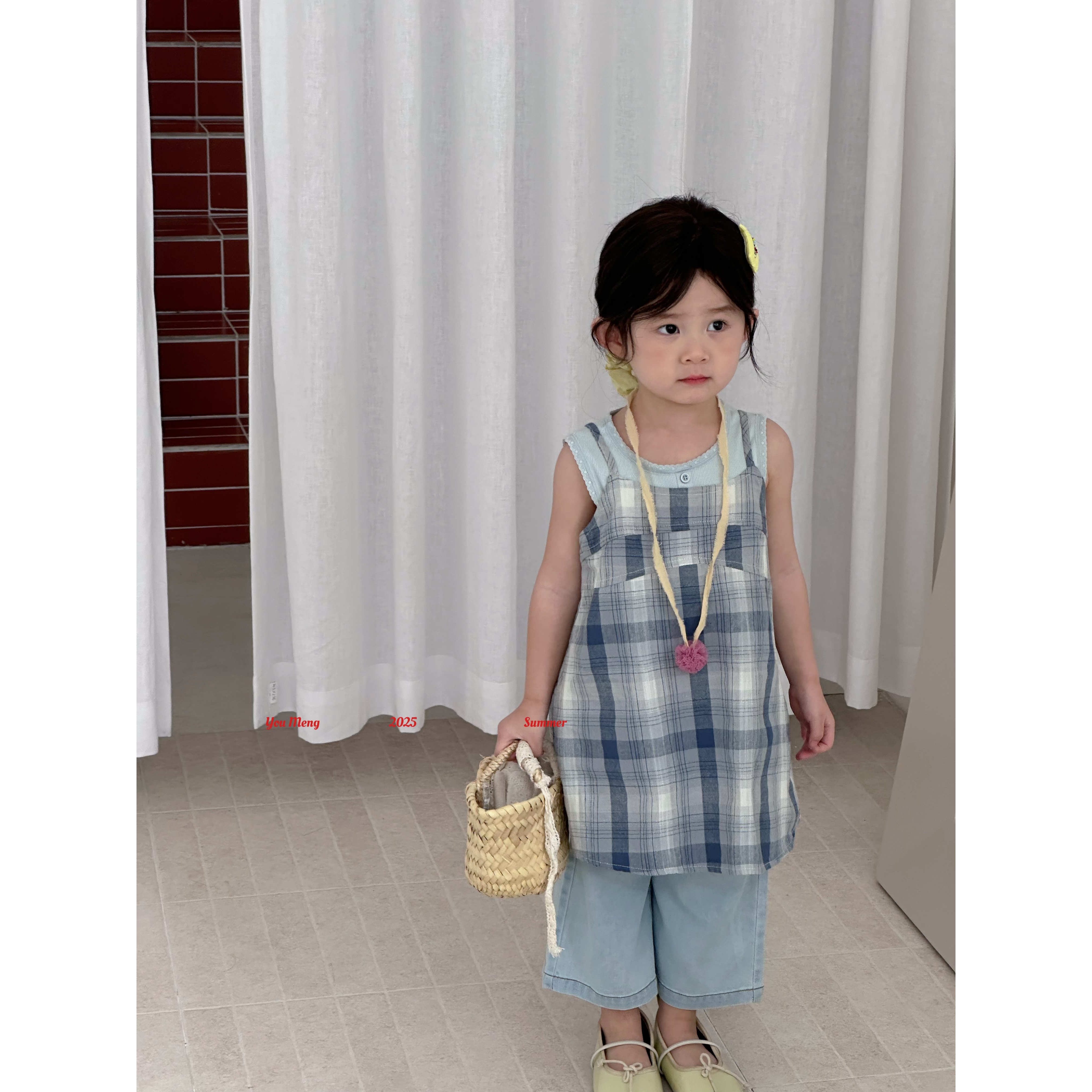 佑萌·25夏~无袖格子裙两件套Y5458