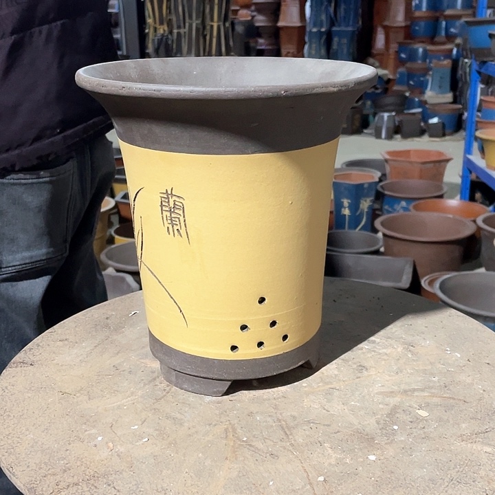 紫砂红色兰花盆24.5