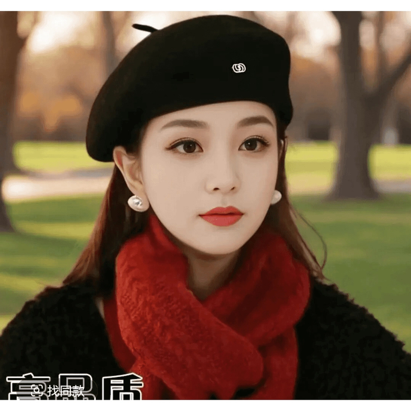 红色贝雷帽ins 新款时尚百搭羊毛呢韩版定型显脸秋冬新款优雅