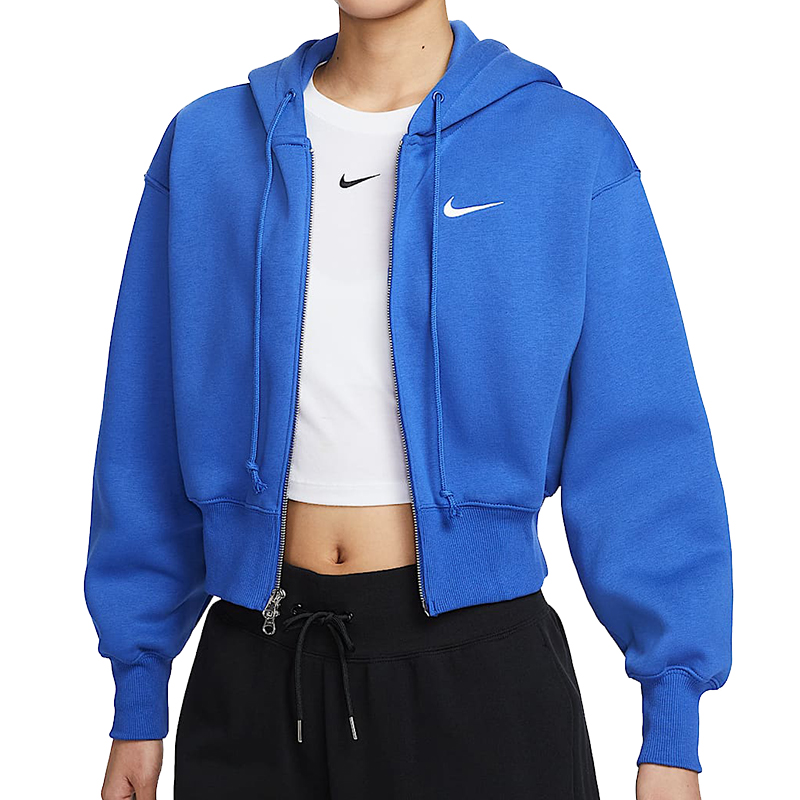 NIKE耐克女子W NSW PHNX FLC LSE CROP FZ针织连帽外套HJ0941-480
