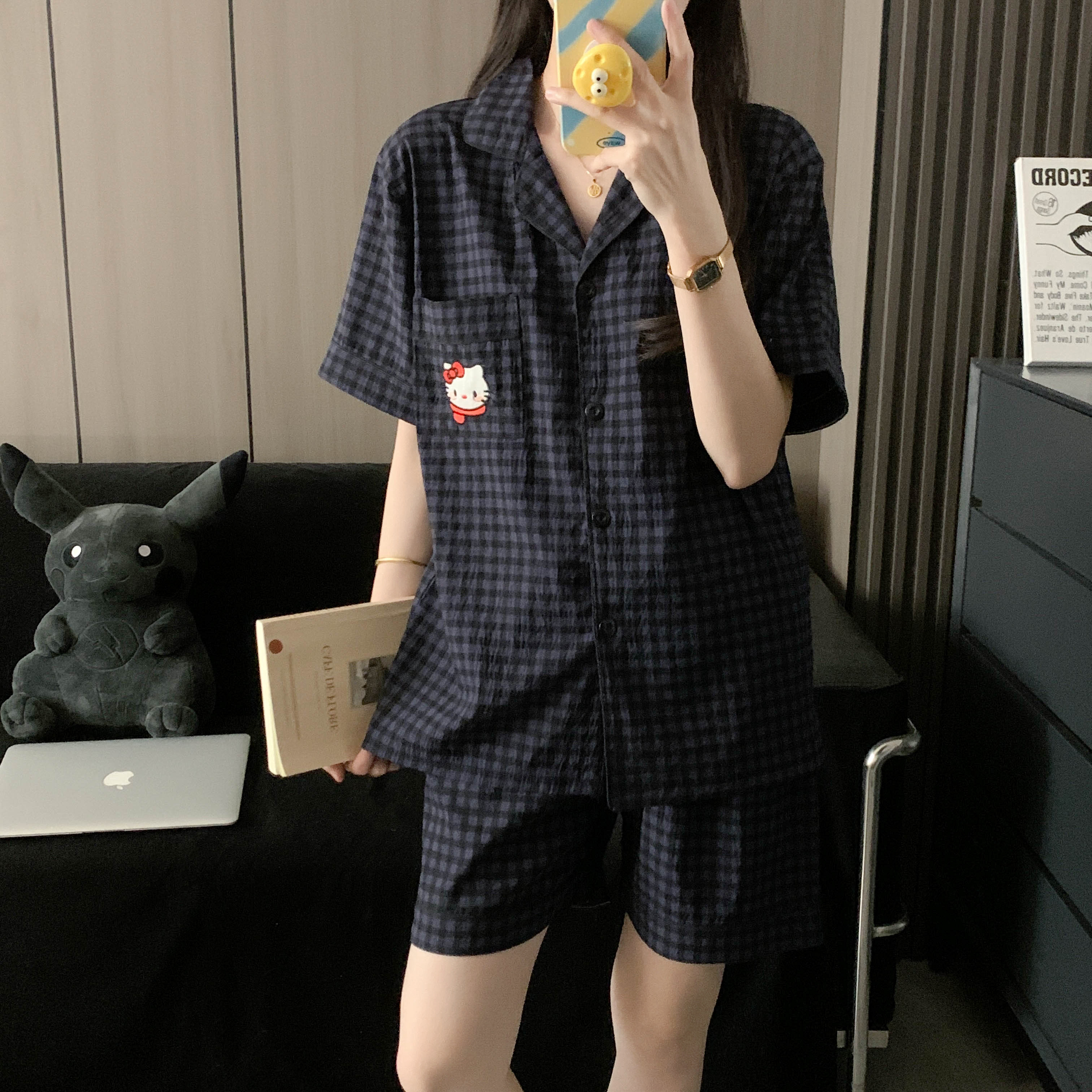 泡泡棉睡衣女夏季短袖短裤卡通甜美可爱韩版家居服两件套