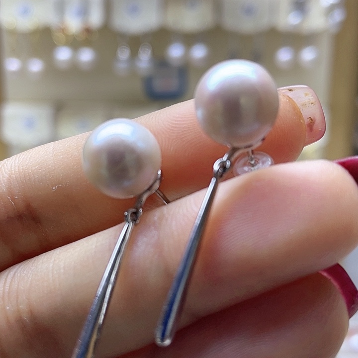 淡水珍珠耳饰银S925镶嵌