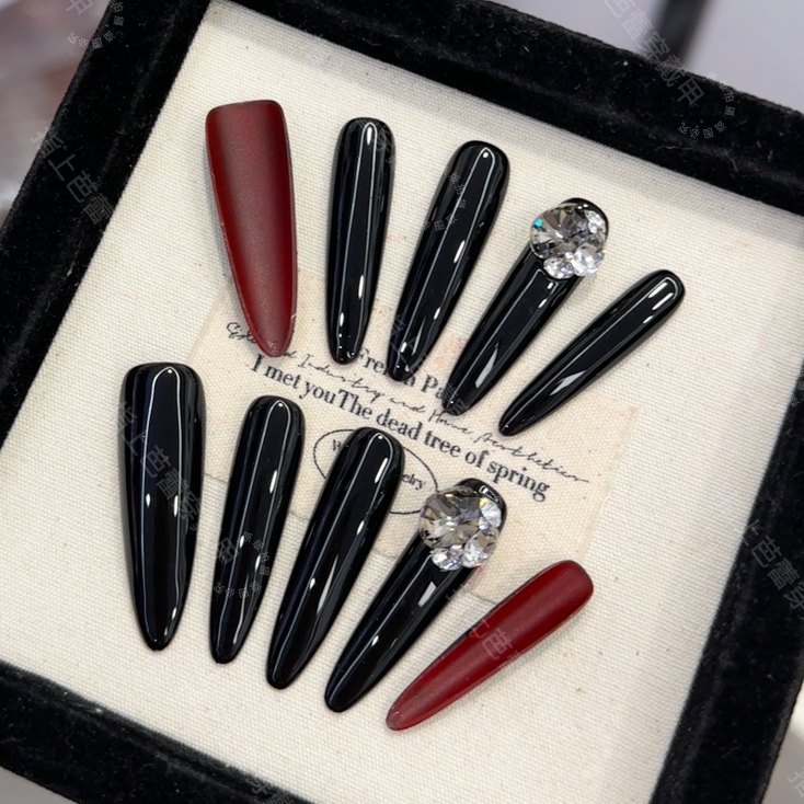 【黑曜玫瑰】特调红底高跟鞋款显白高级感纯手工穿戴甲