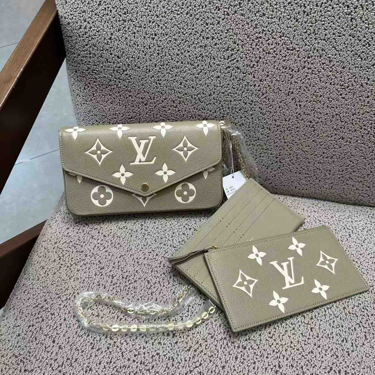 99新 LouisVuitton/路易威登 LV 全皮大象灰三合一 