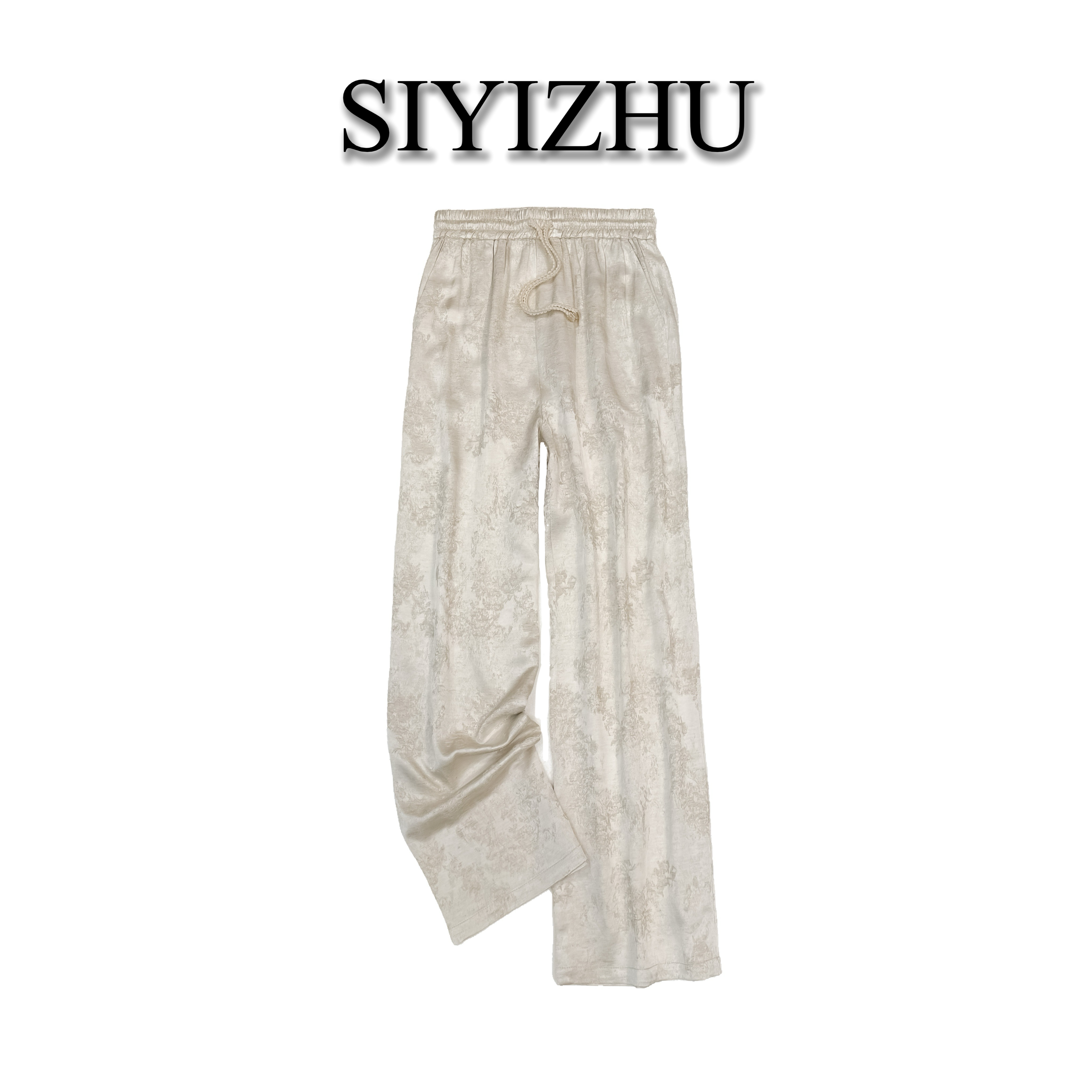 【丝意竹】【22C585】新中式直筒春夏宽松提花设计师百搭女士长裤