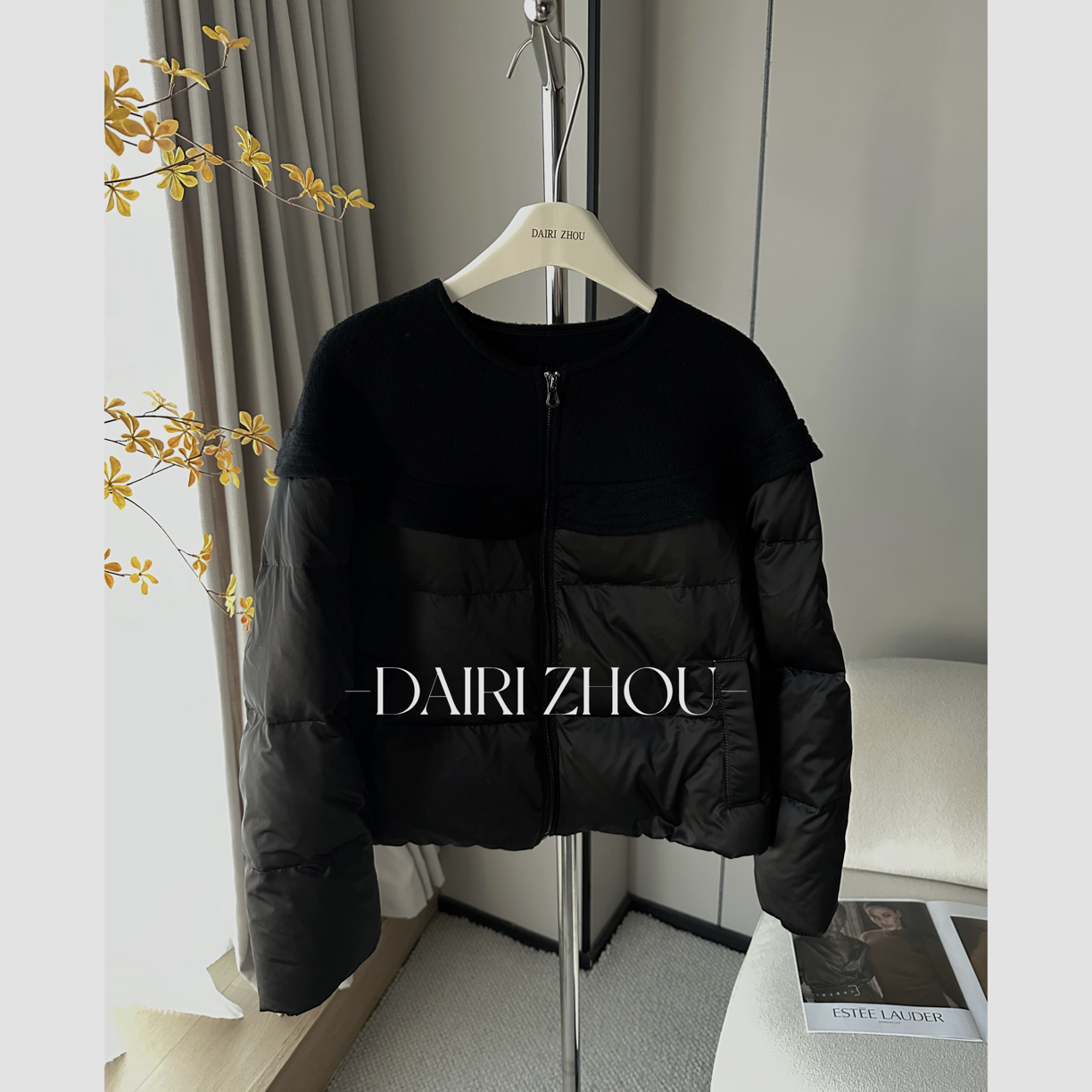 DAIRI  ZHOU▪️一同面对世界   桑蚕丝拼接加绒外套简约圆领宽松冬