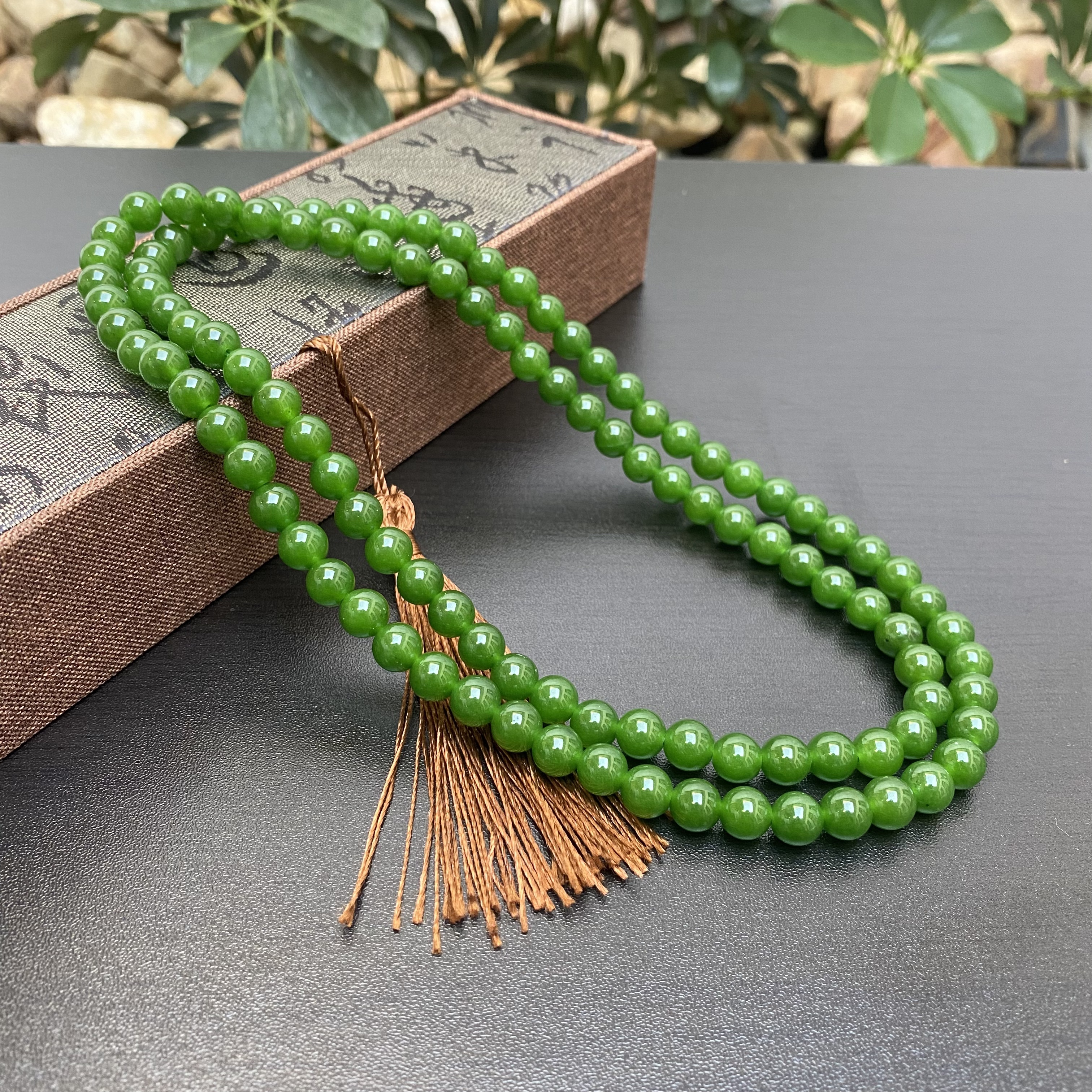 A606菠菜国风 8mm精品108项链