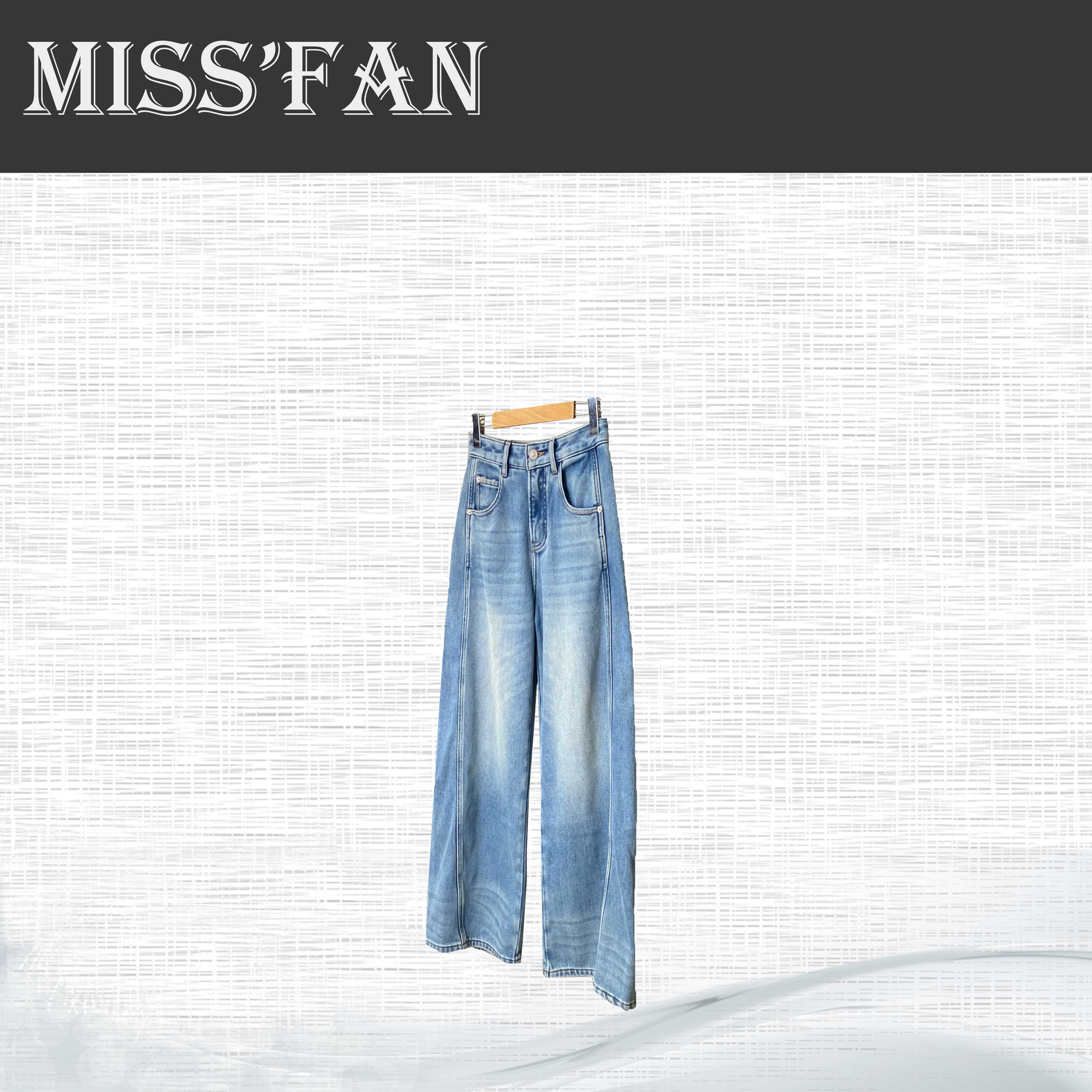 （结构感） 美学设计立体剪裁 磨色牛仔蓝 牛仔裤