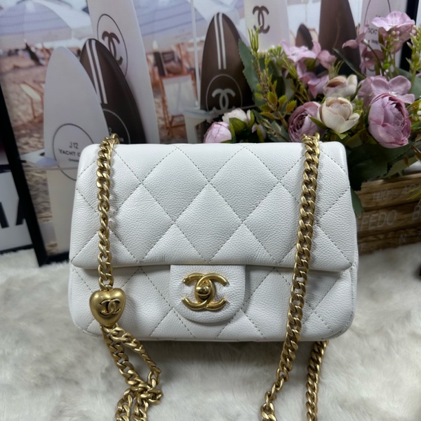 99新 Chanel/香奈儿 白金爱心金球大迷你