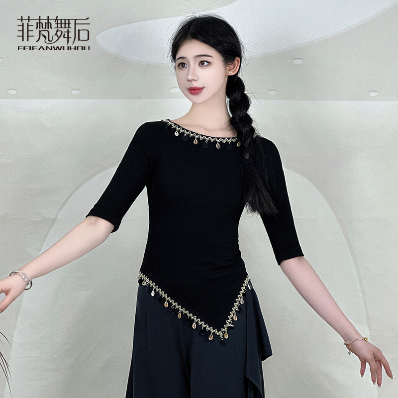 菲梵舞后中国古典舞上衣名族风舞蹈服练功服短袖广场舞蹈演出服女
