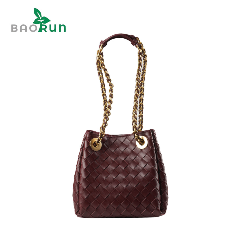 【链条编织包-羊皮】轻奢时尚格子降落伞单肩包腋下包