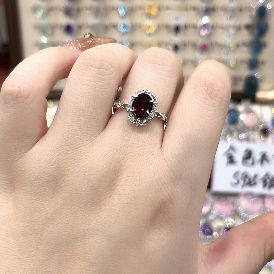 银S925镶嵌戒圈海蓝宝石