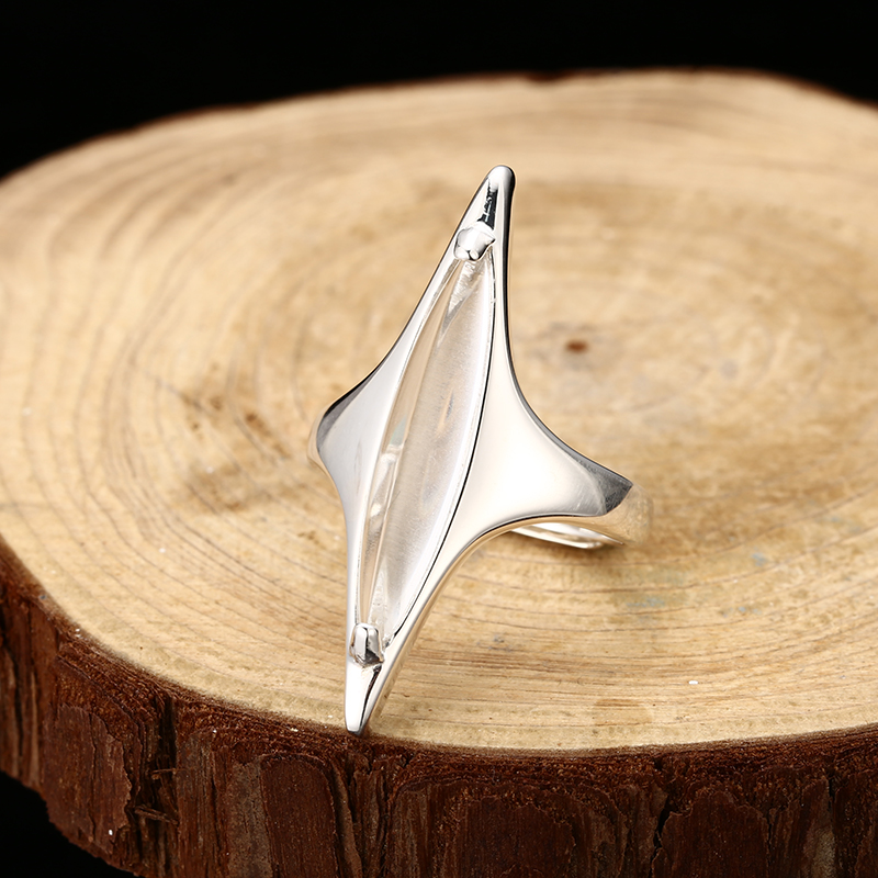 925银戒指 轻奢银质智性风透明戒指 时尚轻奢气质戒指