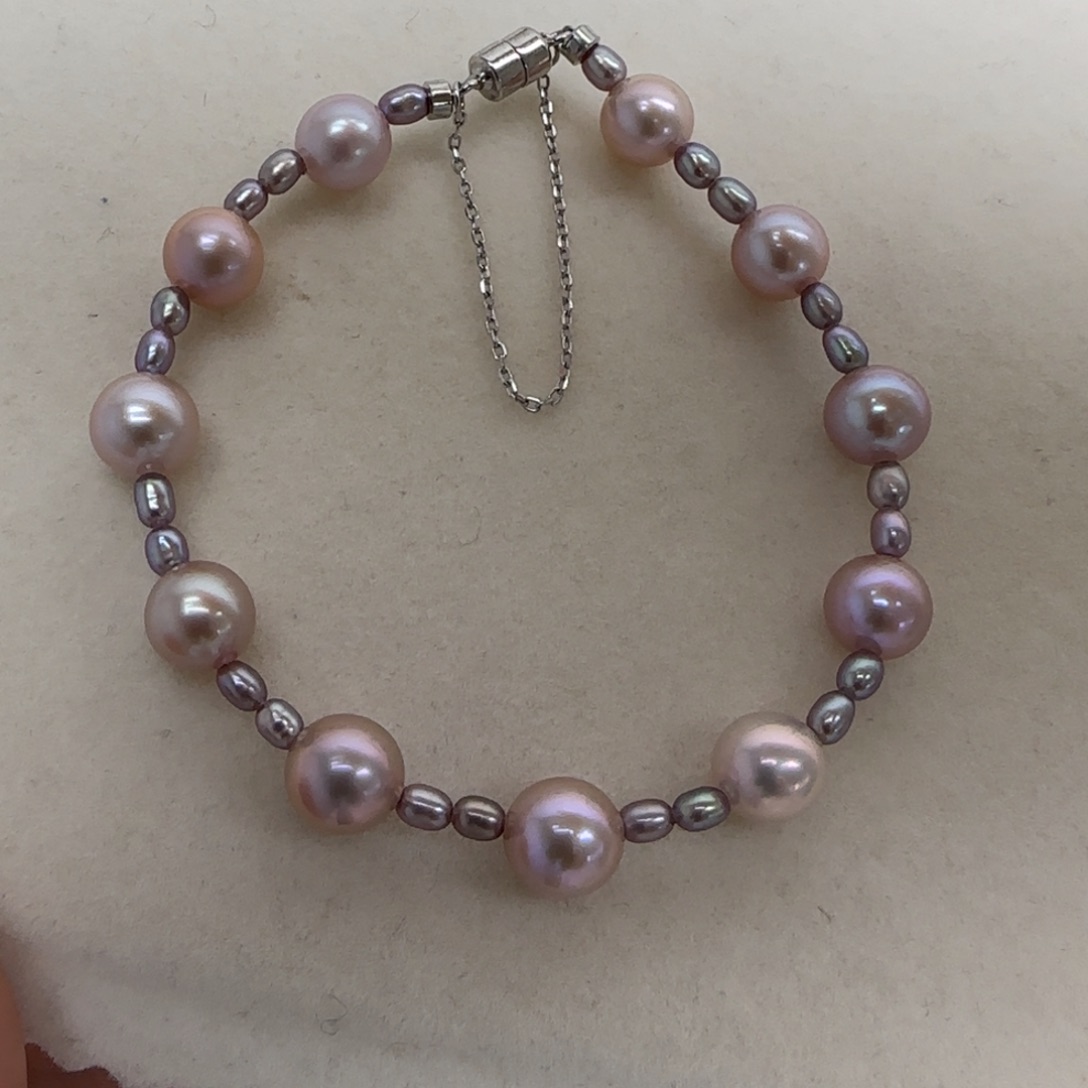 手链淡水珍珠银S925镶嵌