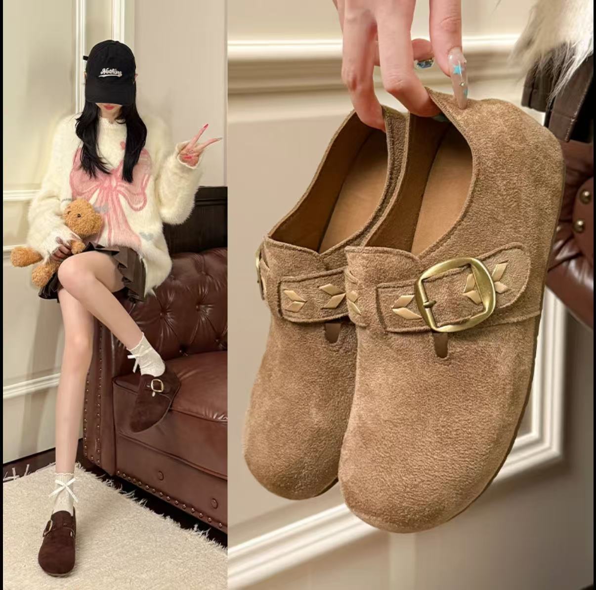 【全额补运费】琥珀流光5cm复古勃肯鞋女外穿2025新款厚底