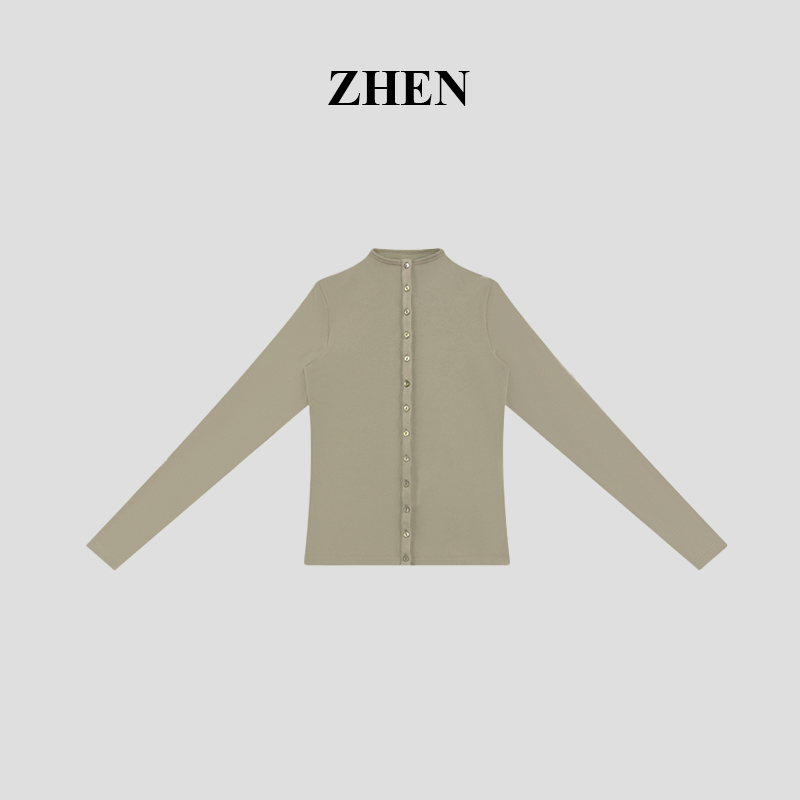【ZHEN】25K01978 2025新款时尚气质休闲百搭长袖上衣女针织