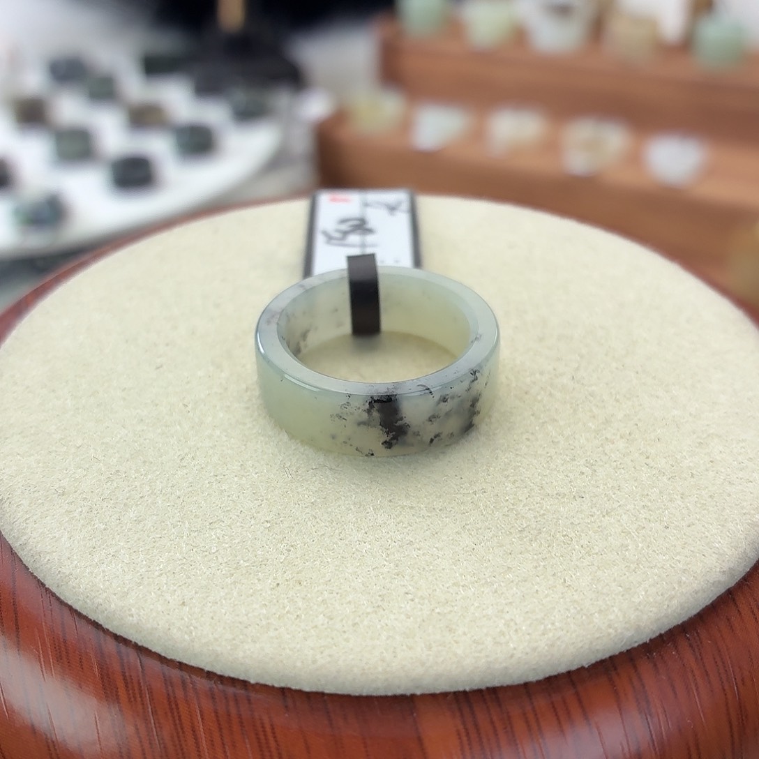 和田玉未镶嵌戒指i31半山圆切17.0mm