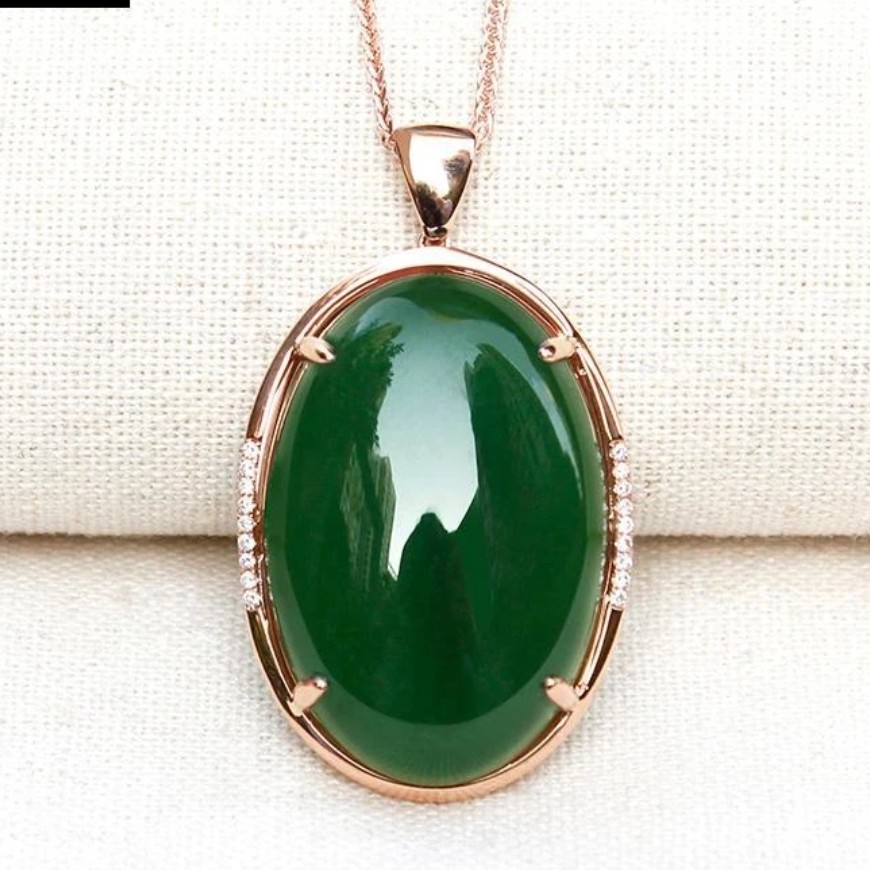 合金项链 绿色吊坠带链子