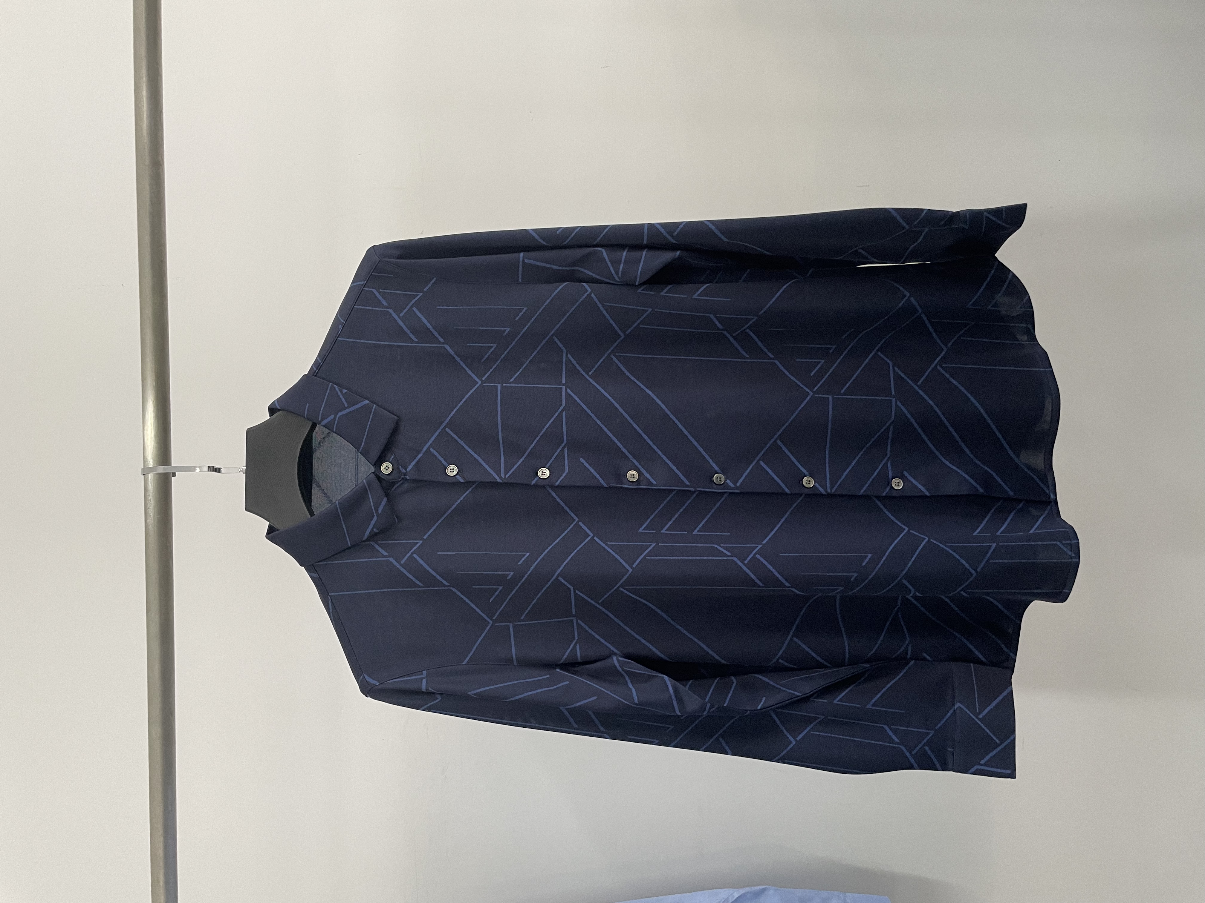 cs143男士春秋季新款14%桑蚕丝深兰色商务休闲长袖衬衫