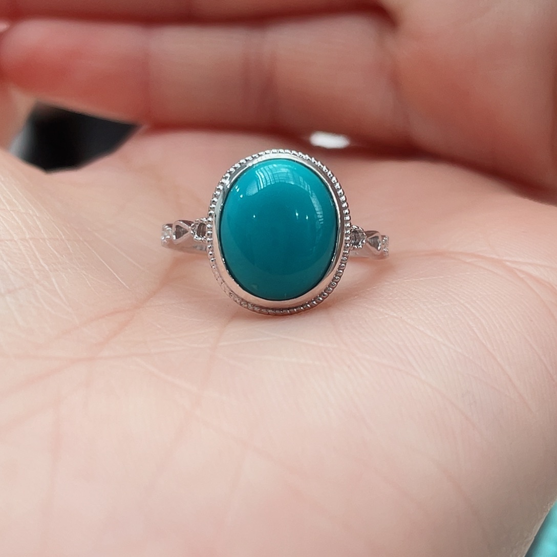 绿松石戒指银S925镶嵌