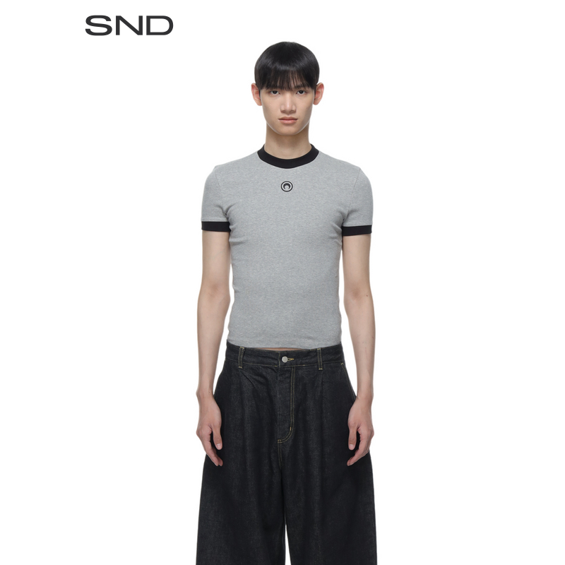 SND【MARINE SERRE SS25】月亮标志平纹修身T恤 夏季新款短袖衫