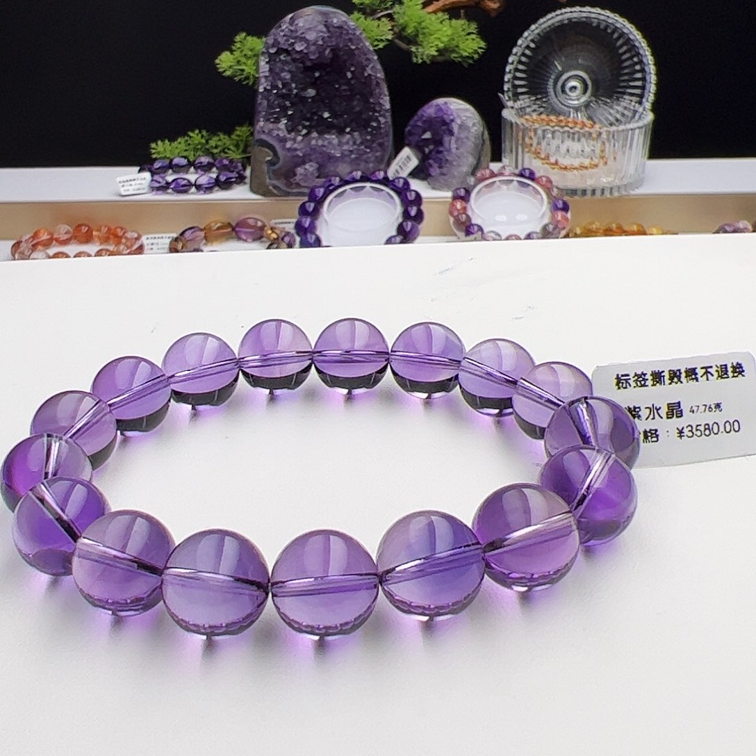 水晶手链未镶嵌！****！紫水晶12.6mm47.76
