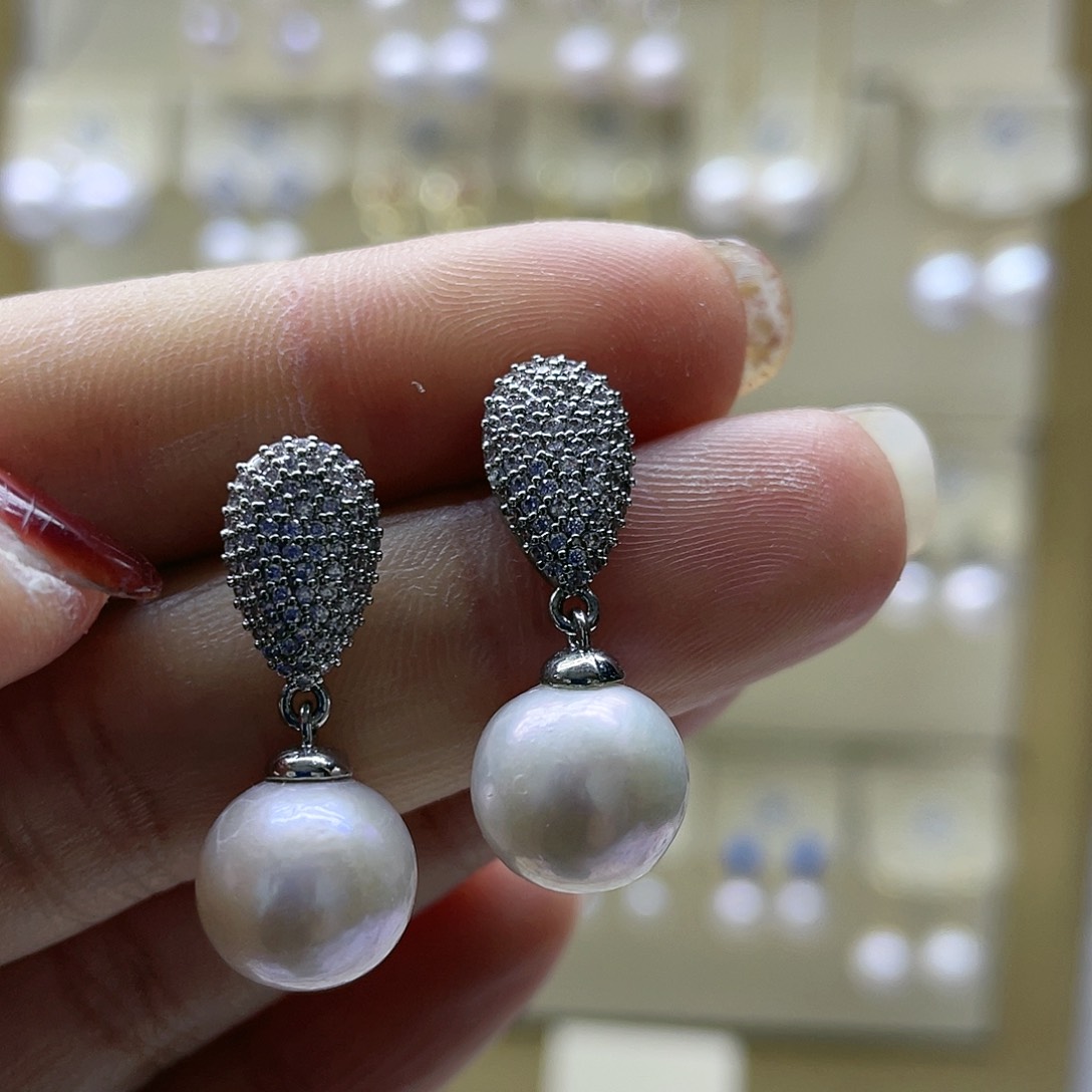 淡水珍珠耳饰银S925镶嵌