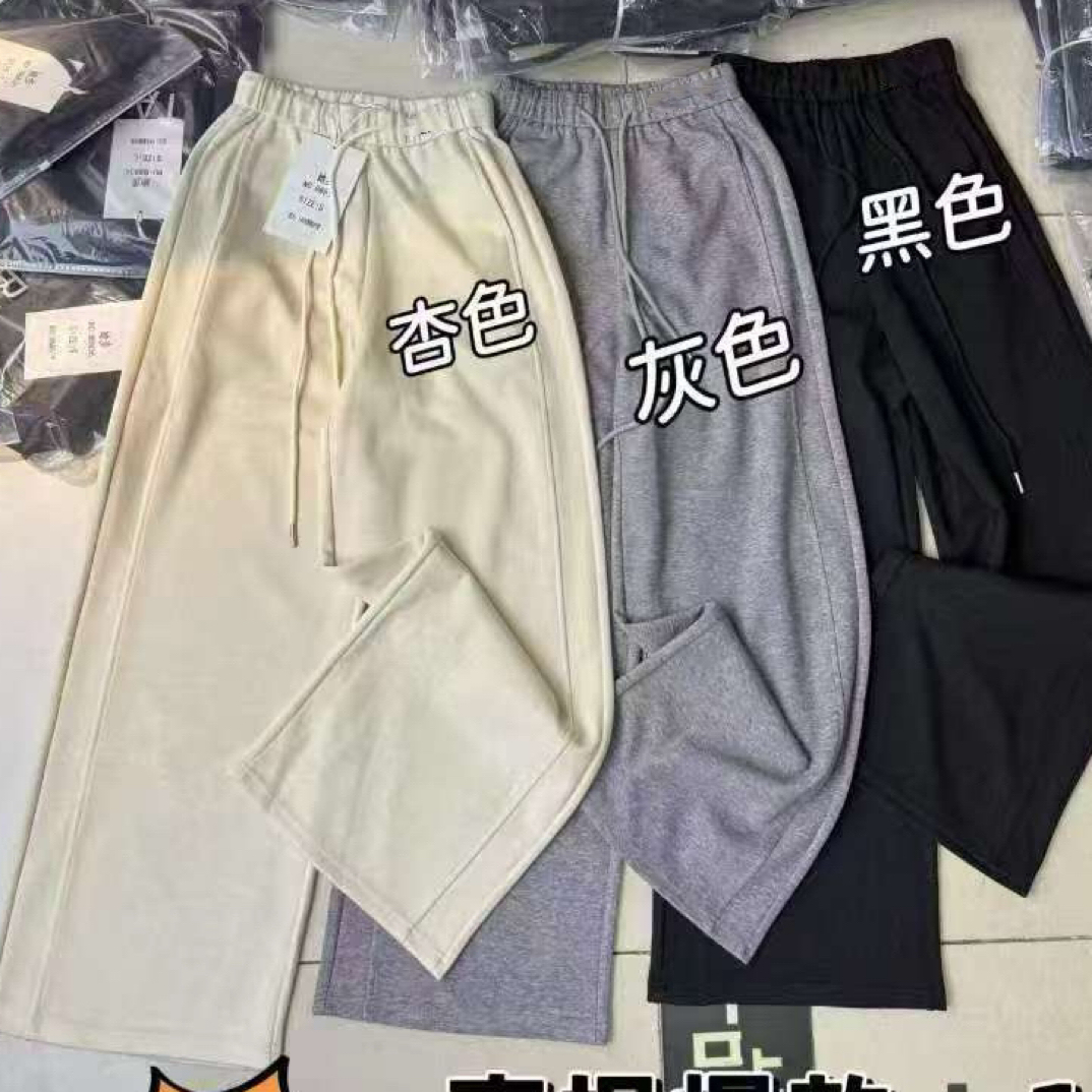 DD-8835秋冬高腰松紧腰显瘦直筒羊绒裤