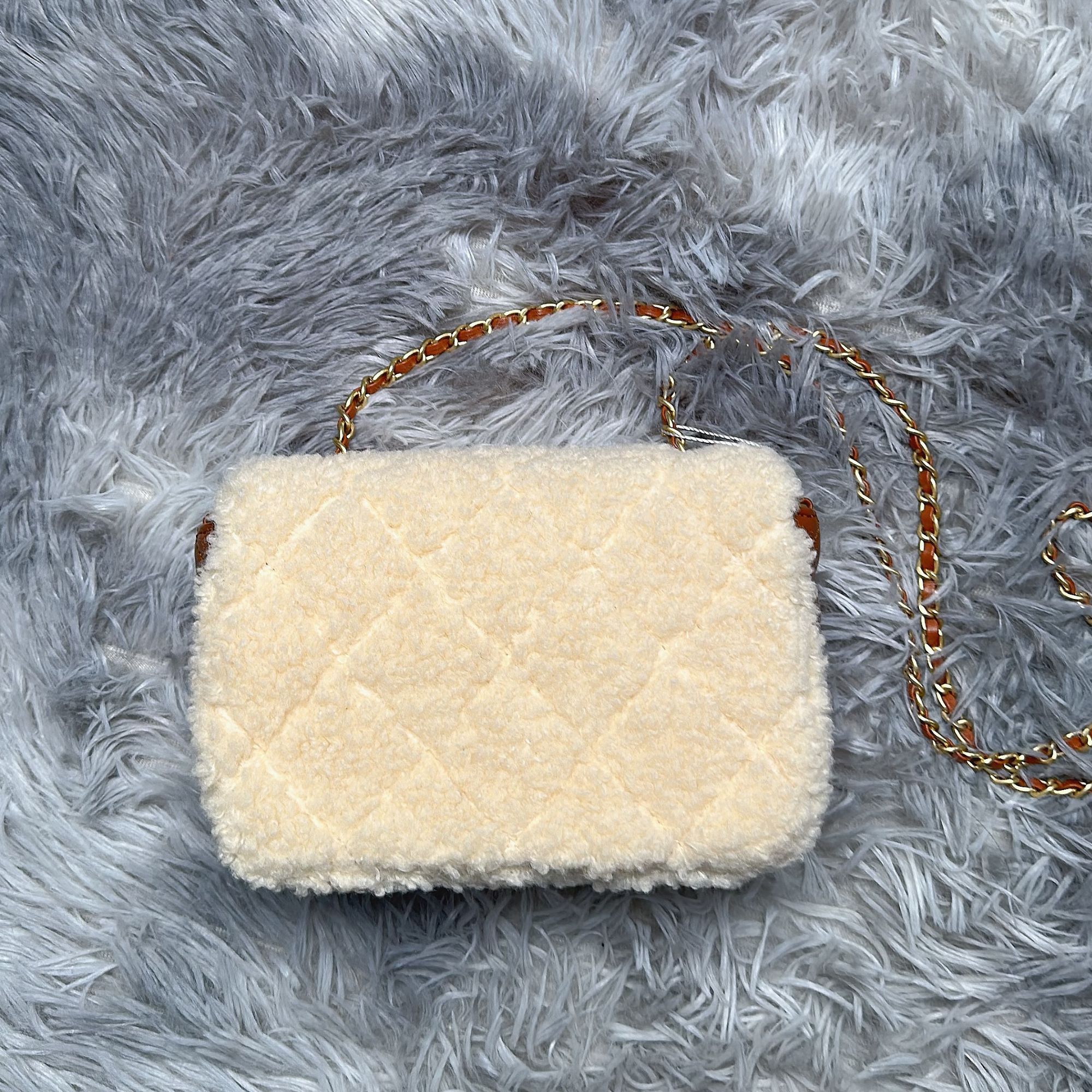 手工时尚百搭毛绒女包焦糖色