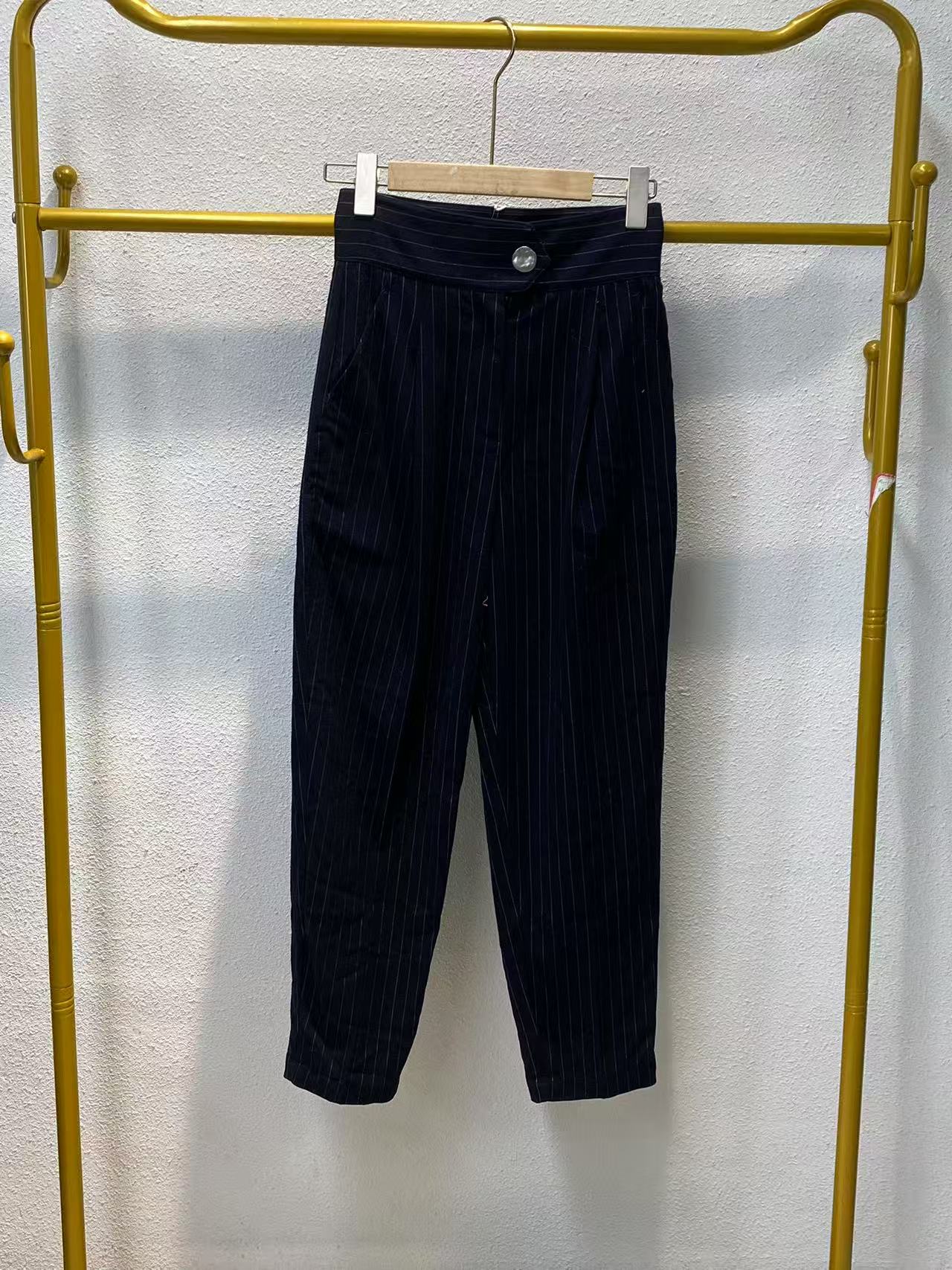 唯琳剪标  8仓B4-15-4115款  9蓝白条纹休闲直筒裤长100