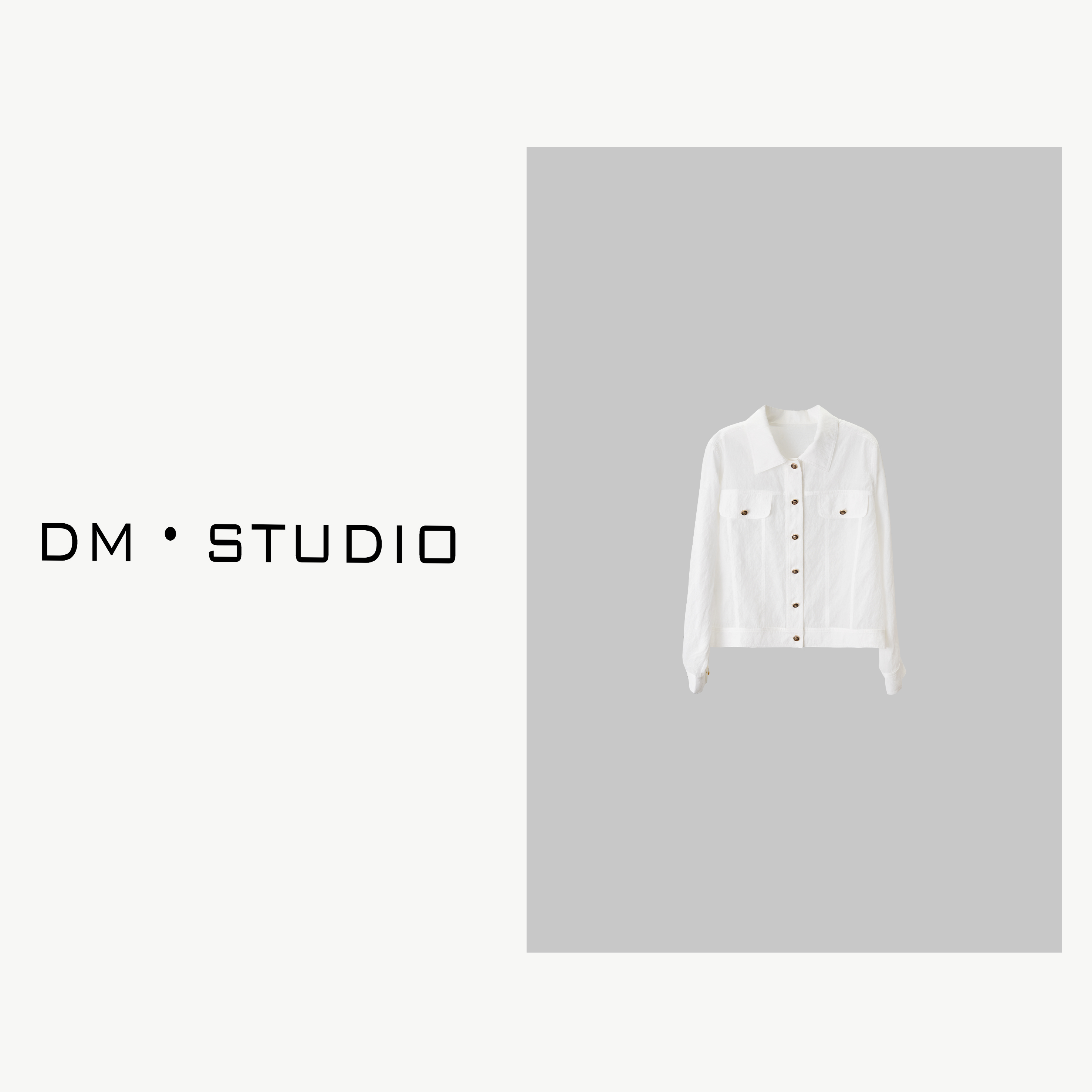 DEDM•STUDIO/百搭极简风白色单排扣翻领衬衫上衣（A2684）