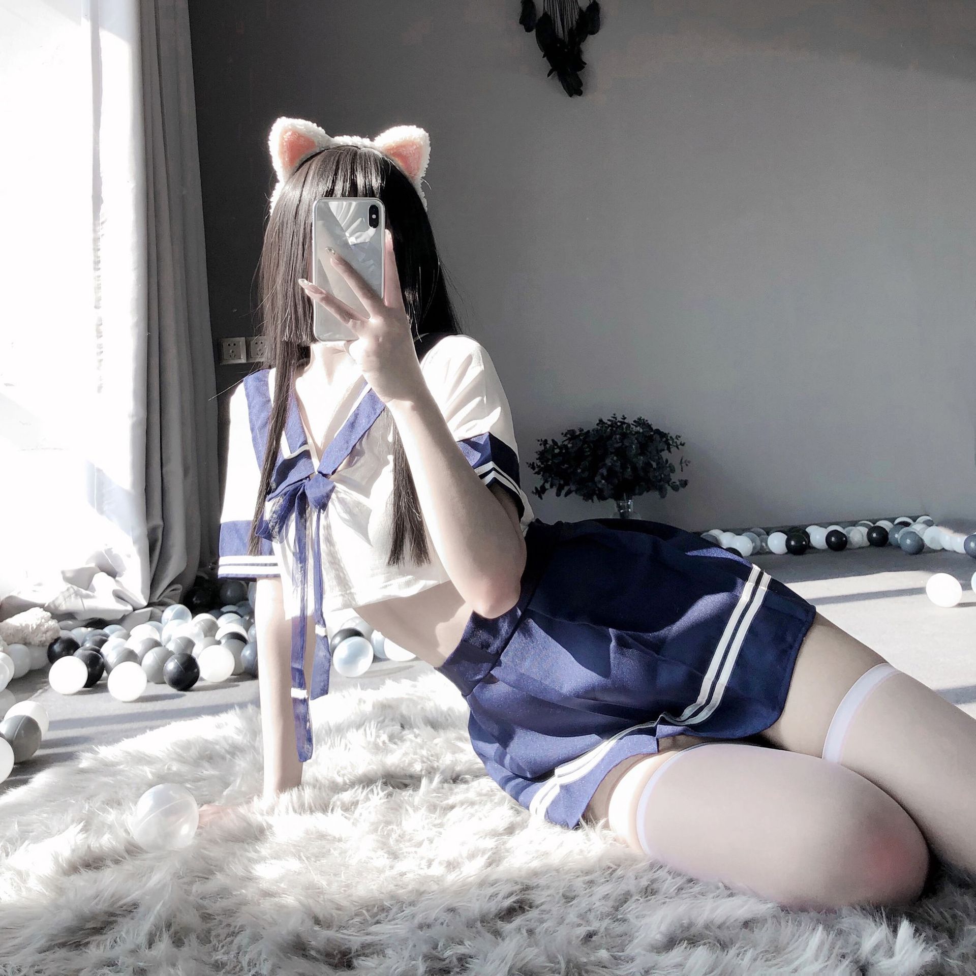 yuyu性感飘纱学生性感睡衣性感套装清纯学生装学生制服