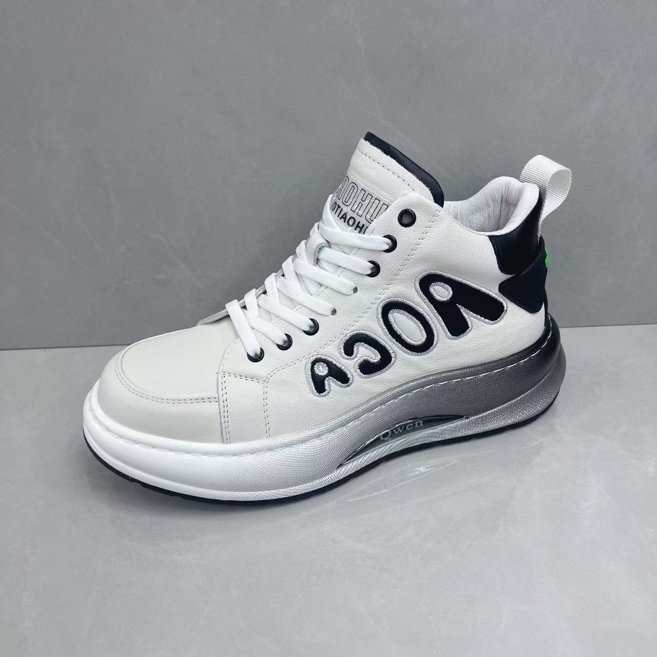 男鞋2025秋冬新款头层牛皮休闲鞋时尚轻便厚底增高百搭高帮运动鞋