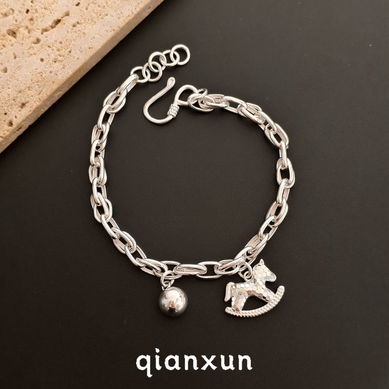 925银手链 碎碎冰马年手链【有球必应】手链女简约轻奢高级感粗链条