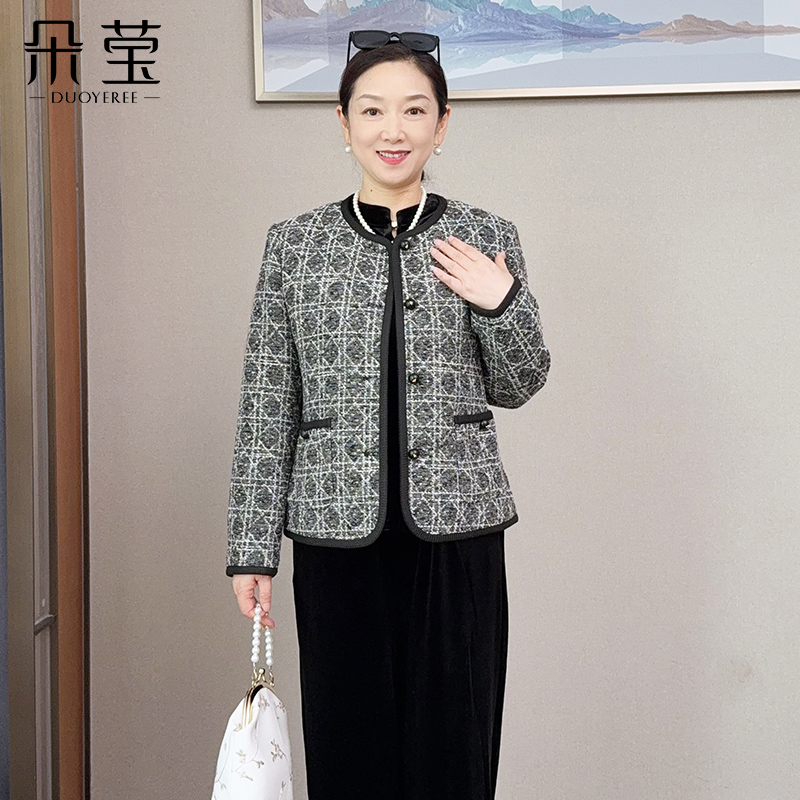 妈妈春秋装气质小香风外套2025年新款中老年洋气短款上衣ML25B-17