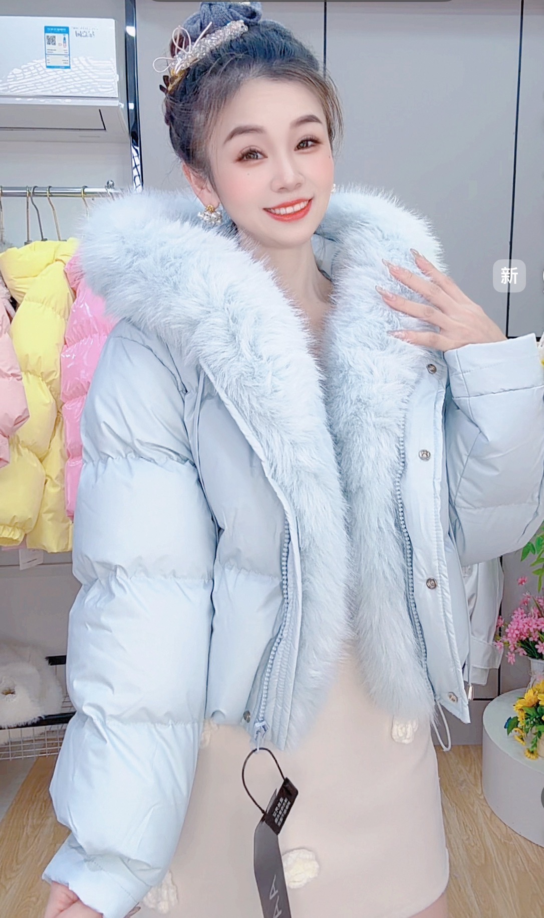 950#秋冬款连帽大毛领棉服