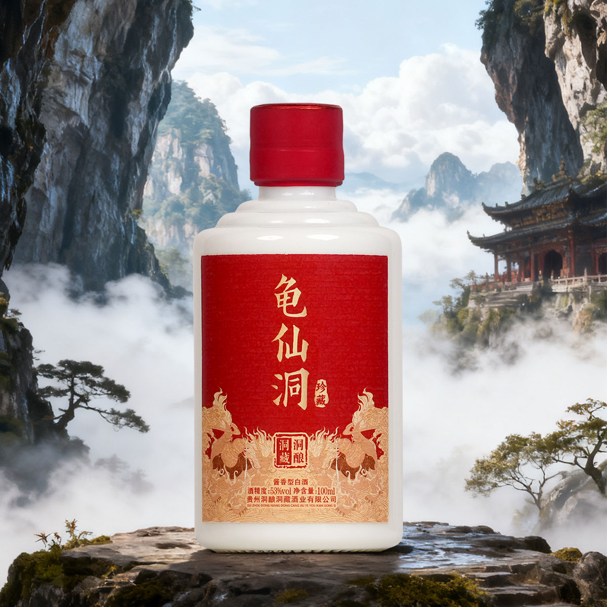 龟仙洞珍藏【酒厂自营】 非遗洞酿酱香型白酒纯粮小版酒53度100ml